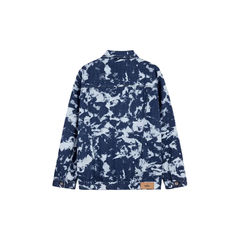 GUKUUL Loose Fit Denim Jacket Fall Unisex Dark Blue-1