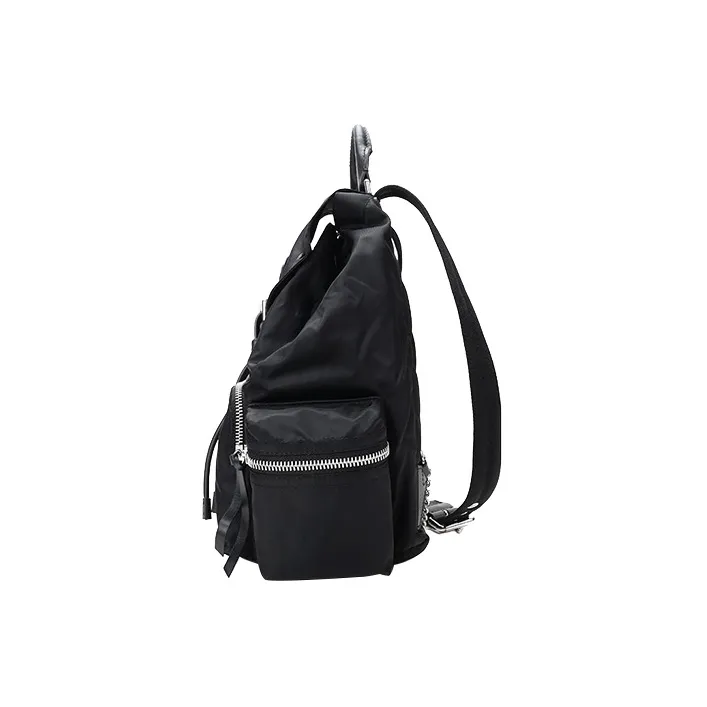 Burberry Fabric Backpack Medium Size Women's Black Silver-2