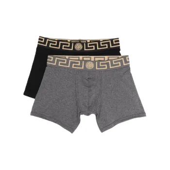 VERSACE Greca Border Long Trunks 2 Pack 'Grey/Black'