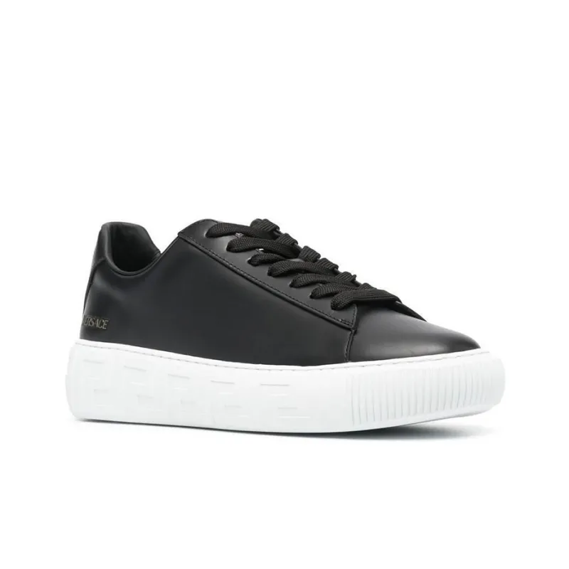 VERSACE Greca Lace-up Sneakers Black White-2