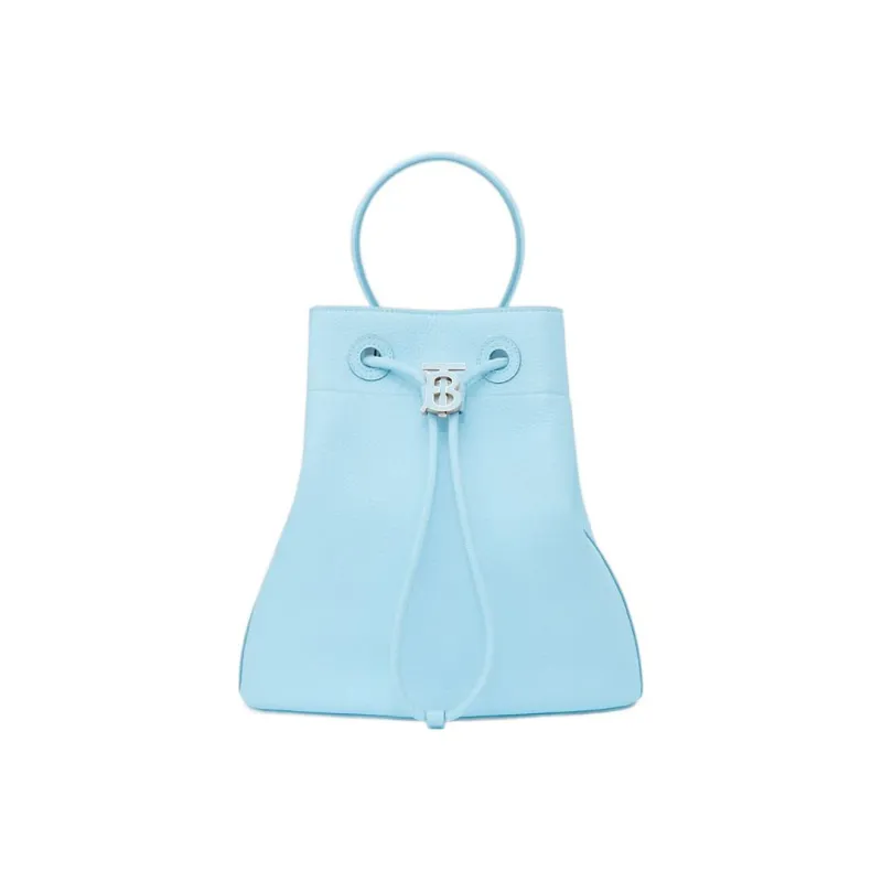 Burberry Grain Cow Leather Bucket Bag, Portable Crossbody Bag, Shoulder Bag Trumpets Women's Light Blue-0