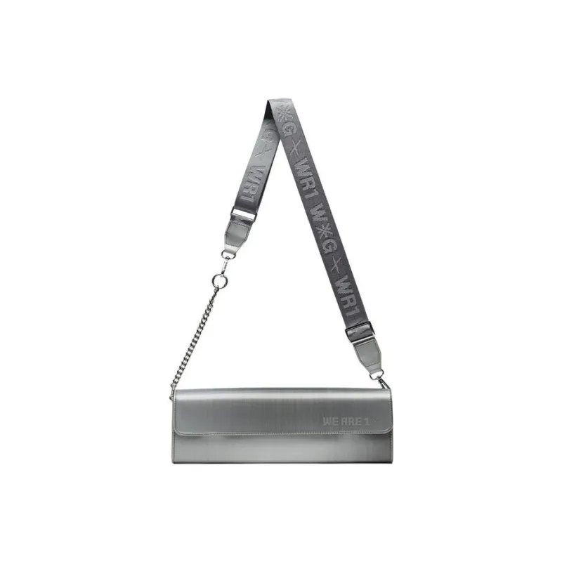 LiNing Glare Collaboration Synthetic Leather Shoulder Bag, Crossbody Bag Regular Unisex Silver Gray-3