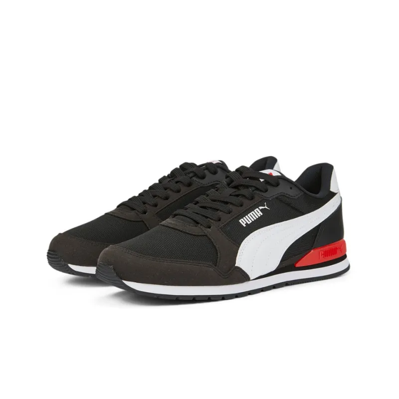 PUMA St Runner V3 Anti Slip Wear Resistant Low Top Casual Shoes Unisex Black White Red-2
