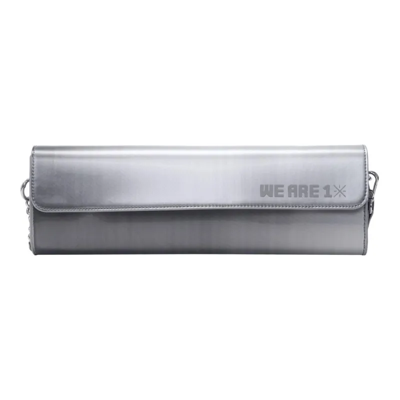 LiNing Glare Collaboration Synthetic Leather Shoulder Bag, Crossbody Bag Regular Unisex Silver Gray-0