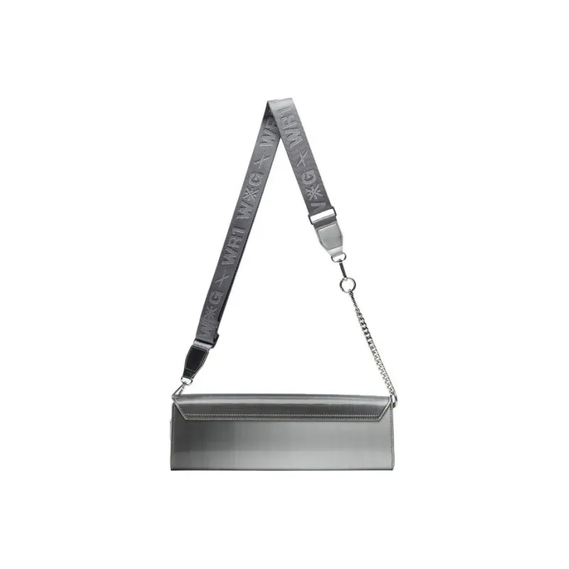 LiNing Glare Collaboration Synthetic Leather Shoulder Bag, Crossbody Bag Regular Unisex Silver Gray-6