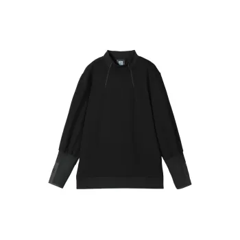NORVINCY Double Zip Closure Semi-Open Front Solid Color Sweatshirt Unisex