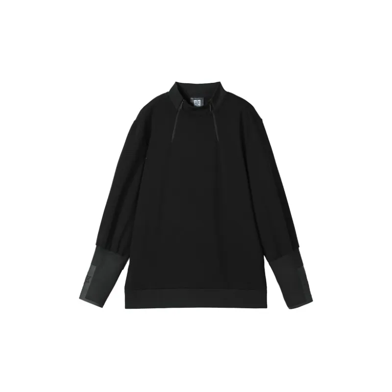 NORVINCY Double Zip Closure Semi Open Front Solid Color Sweatshirt Unisex-0