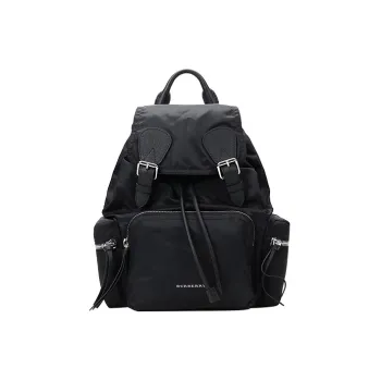 Burberry Fabric Backpack Medium Size Women's Black Silver