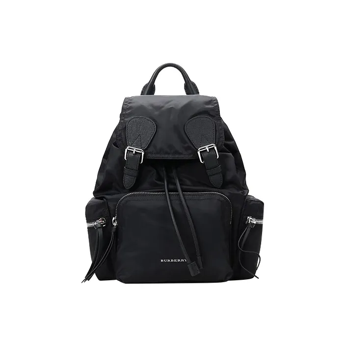 Burberry Fabric Backpack Medium Size Women's Black Silver-0