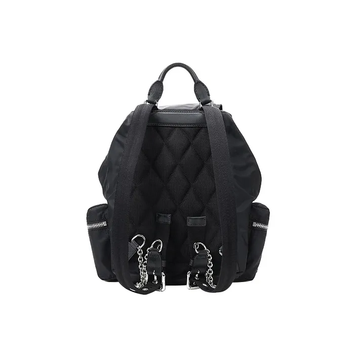 Burberry Fabric Backpack Medium Size Women's Black Silver-3