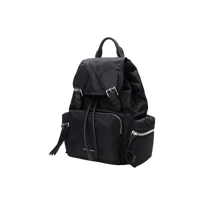 Burberry Fabric Backpack Medium Size Women's Black Silver-1
