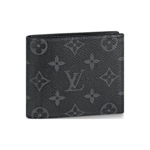 LOUIS VUITTON Canvas With Leather Wallet Men's Black Gray