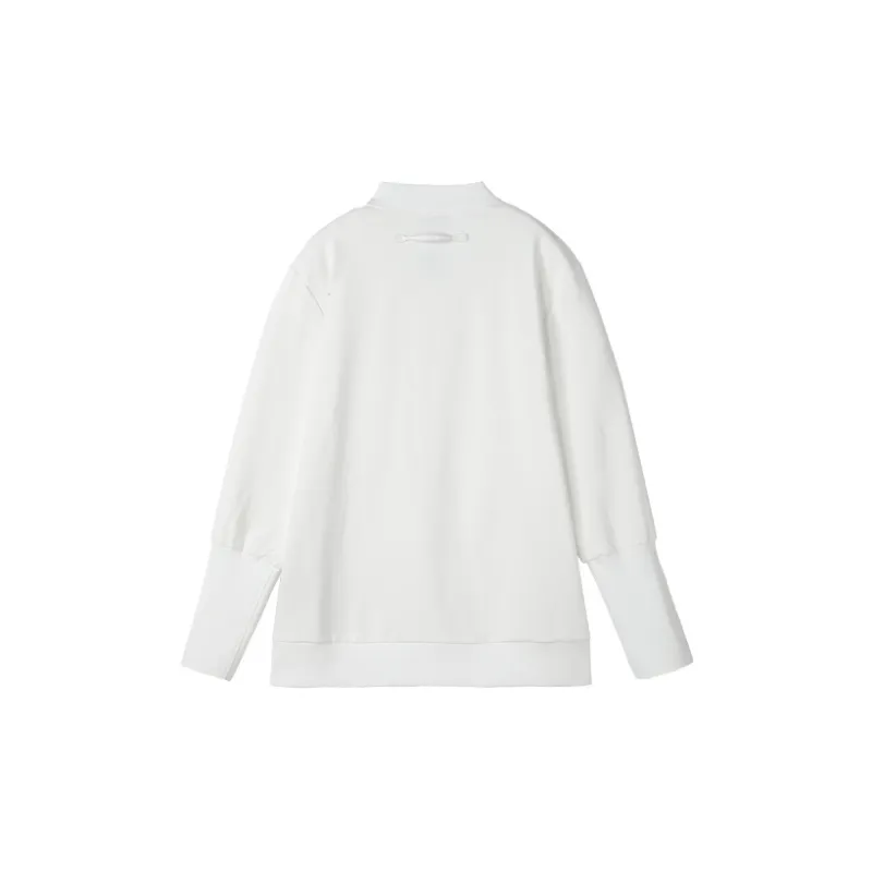 NORVINCY Double Zip Closure Semi Open Front Solid Color Sweatshirt Unisex-4