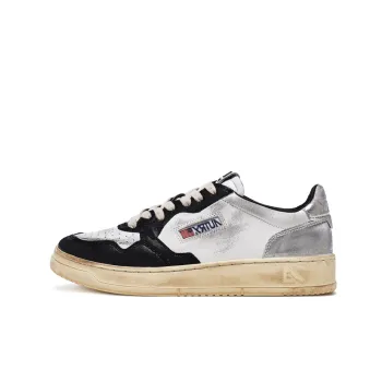AUTRY Medalist Leather Low Distressed White Black Silver
