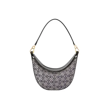 LOEWE Luna Anagram Jacquard With Classic Calfskin Hobo Bag Handbag Shoulder Bag Women's Marine Blue/Black