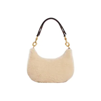 CELINE AVA Wool With Cow Leather Shoulder Bag Handbag Shoulder Bag Women's Beige/Tan