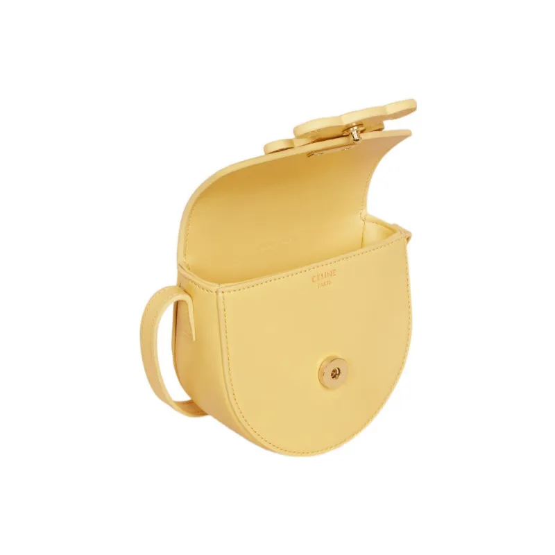 CELINE Besace Smooth Cow Leather Handbag Shoulder Bag Crossbody Bag Mini Women's Yellow-3