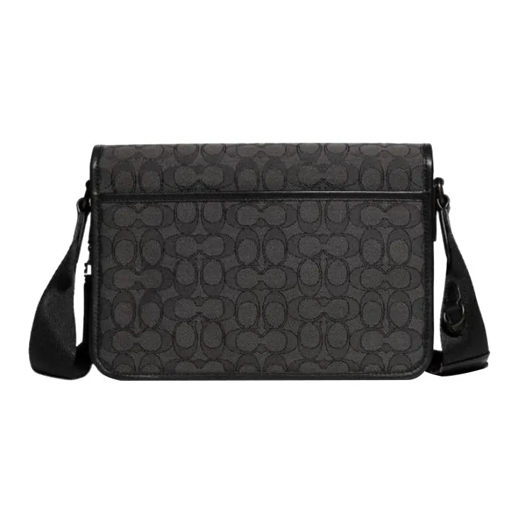 COACH League Jacquard Canvas With Refined Calfskin Shoulder Bag, Crossbody Bag Tubas Men's Black-2