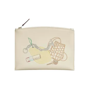 HERMES Bazar Vide Ton Sac Calfskin Clutch Women's Cream White