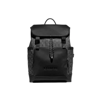 COACH League Fabric With Refined Calfskin Backpack Large Size Men's Black
