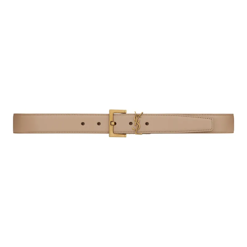 SAINT LAURENT Cassandre Belt With Square Buckle In Shiny Box SAINT LAURENT Leather-0