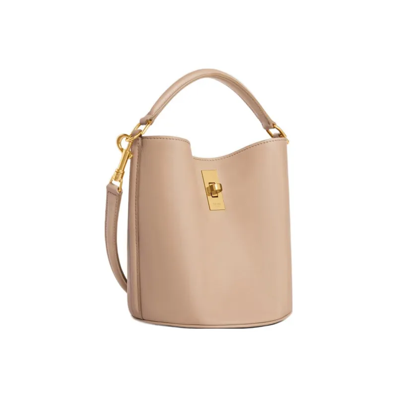 CELINE TEEN BUCKET Smooth Cow Leather Bucket Bag Handbag Shoulder Bag Crossbody Bag Regular Women's Light Brown-1