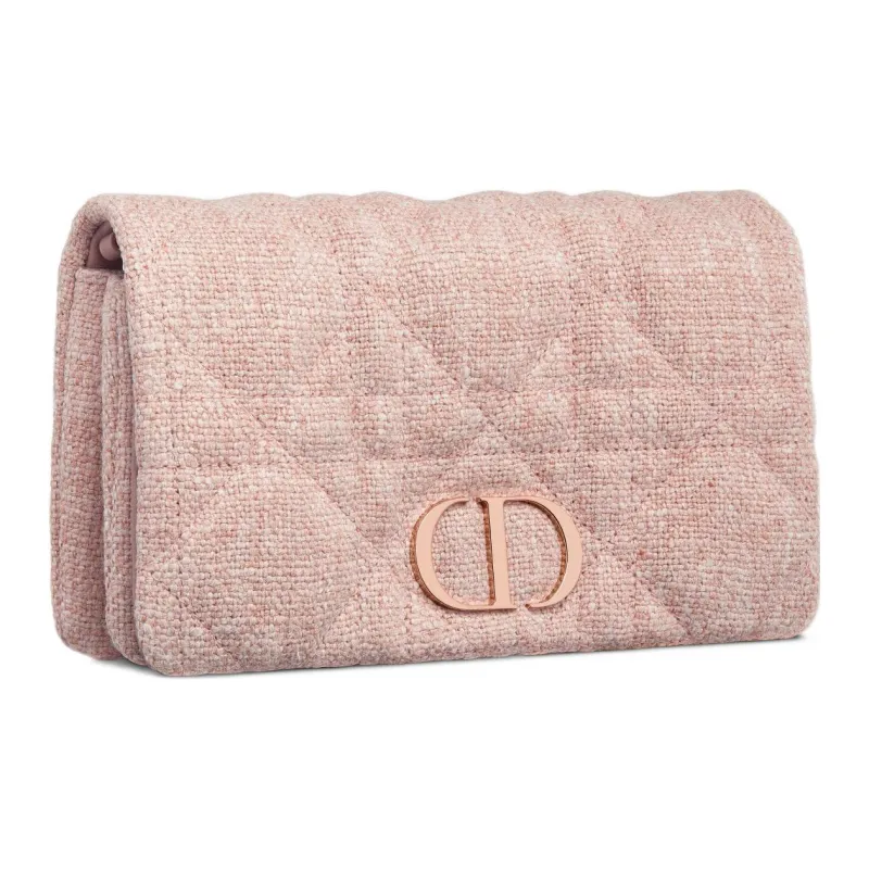 DIOR Caro Linen Fabric Handheld Shoulder Bag, Crossbody Bag Regular Women's Pink-1