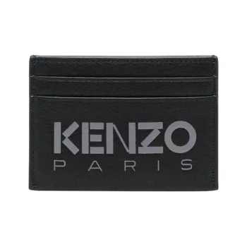 KENZO Leather Wallet Card Clip Card Holder Men's Black