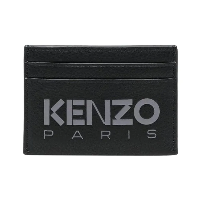 KENZO Leather Wallet Card Clip Card Holder Men's Black-0