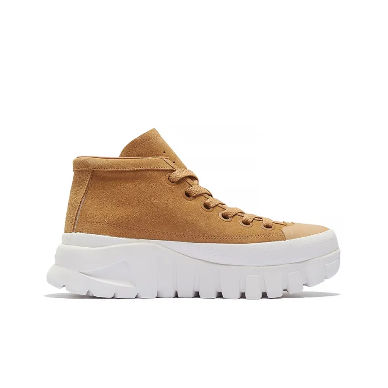 LiNing LEATHER BOOT Anti Slip Wear Resistant Mid Top Casual Shoes Men's Deer Brown-1