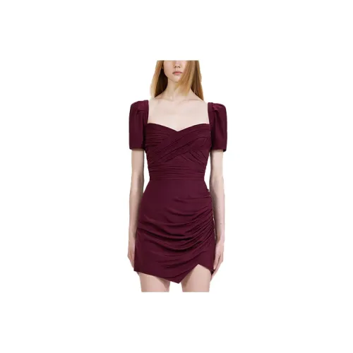 Self-portrait SS22 Short-Sleeved Dresses Women's Dark Burgundy