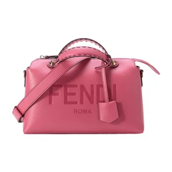 FENDI Cow Leather Handbag Boston Bag Shoulder Bag Medium Size Women's Fuchsia