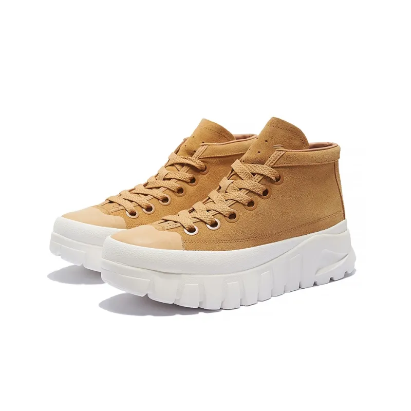 LiNing LEATHER BOOT Anti Slip Wear Resistant Mid Top Casual Shoes Men's Deer Brown-2