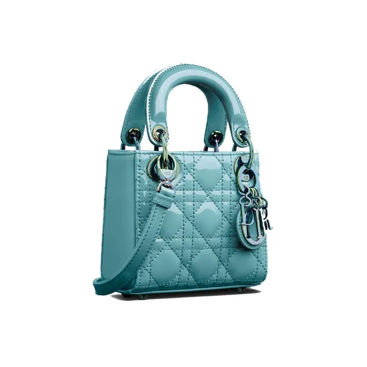 DIOR Lady Dior Patent Leather, Cow Leather Lady Dior Bag, Shoulder Bag, Crossbody Bag, Handbag Women's Sky Blue-1