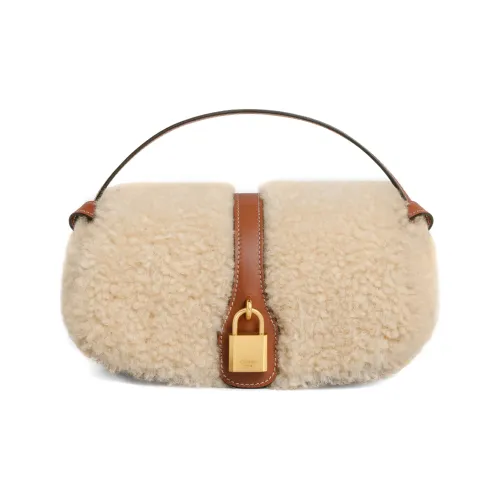 CELINE Cow Leather Handbag, Shoulder Bag, Crossbody Bag Small Size Women's Beige/Tan
