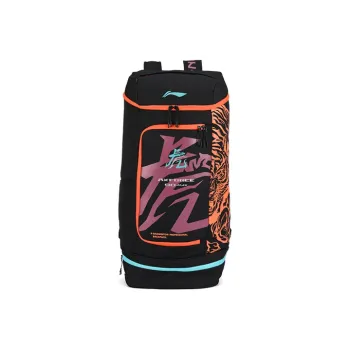LiNing Dragon Tiger, Collaboration Fabric Soaring Dragon Leaping Tiger Badminton Backpack Regular Unisex Black/Red