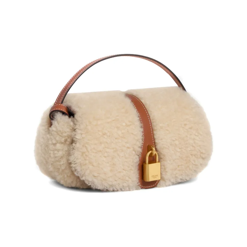 CELINE Cow Leather Handbag, Shoulder Bag, Crossbody Bag Trumpets Women's Beige/Tan-2