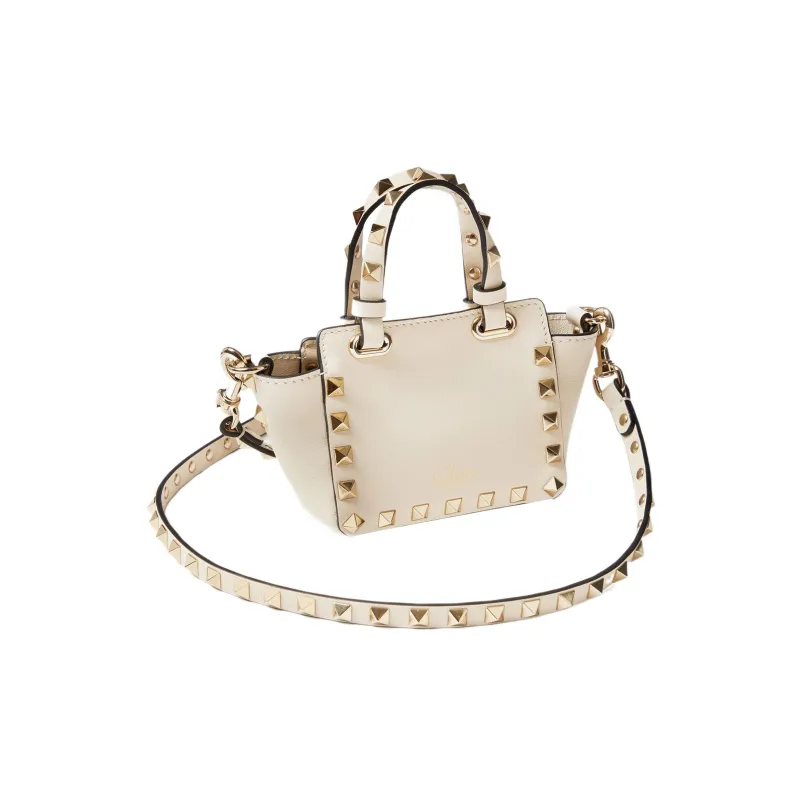 Valentino Rockstud Calfskin Shoulder Bag Crossbody Bag Handbag Extra Mini Women's Light Ivory-2