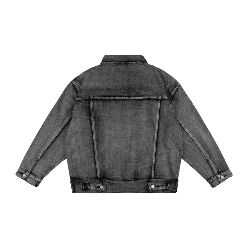 XINYINSU Denim Jacket Spring And Autumn Unisex Black-1