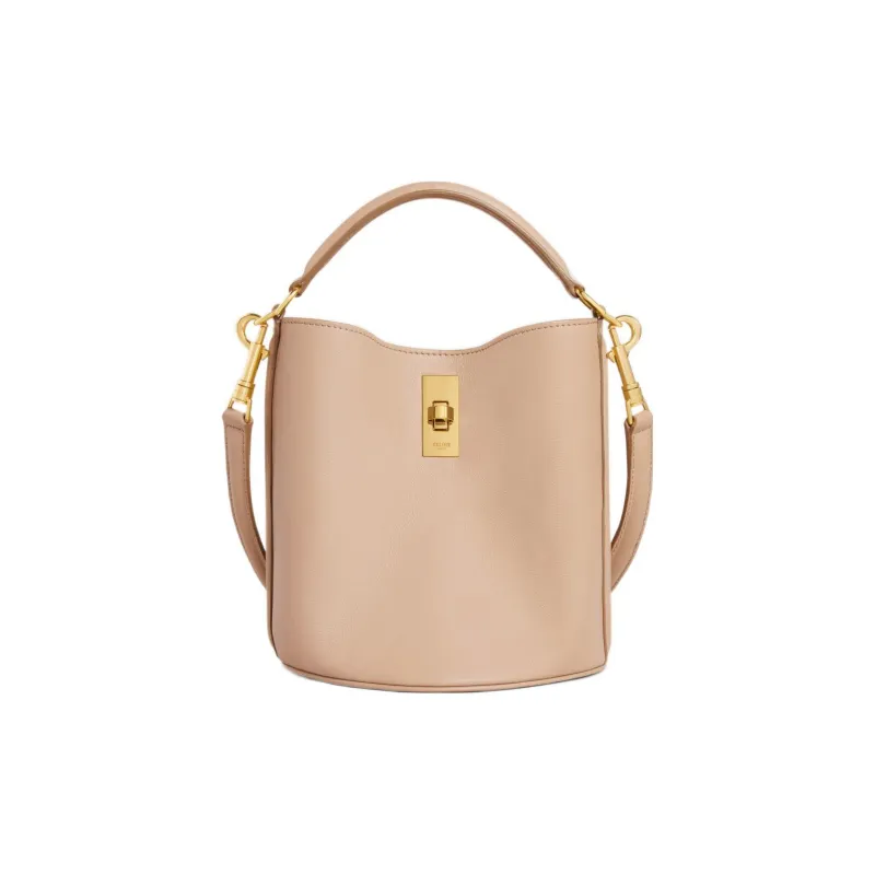 CELINE TEEN BUCKET Smooth Cow Leather Bucket Bag Handbag Shoulder Bag Crossbody Bag Regular Women's Light Brown-0