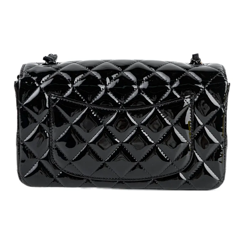 CHANEL Cow Patent Leather Flap Bag, Shoulder Bag, Crossbody Bag Mini Women's Black-2