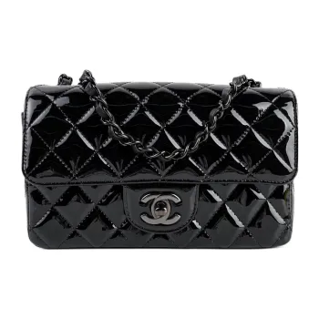 CHANEL Cow Patent Leather Flap Bag, Shoulder Bag, Crossbody Bag Mini Women's Black