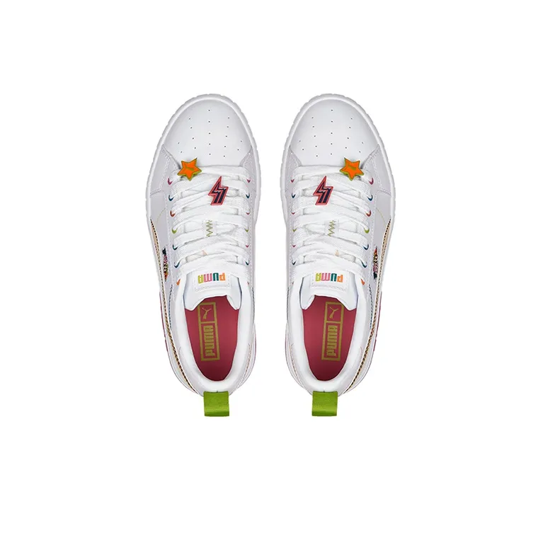 PUMA Cali Star Pierced Low-Top Skateboard Shoes Women's White Pink-3