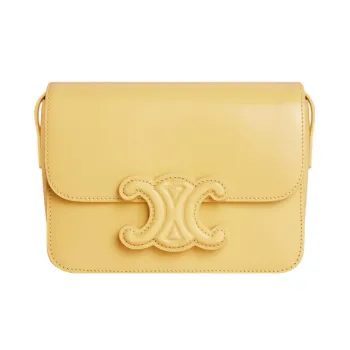 CELINE Triomphe Cow Leather Shoulder Bag Crossbody Bag Women's Yellow