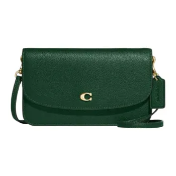 COACH Hayden Textured Leather Clutch, Shoulder Bag, Crossbody Bag Trumpets Women's Deep Pine Green
