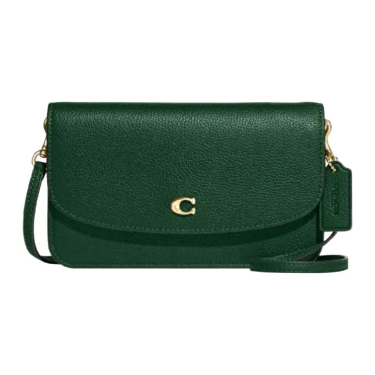 COACH Hayden Textured Leather Clutch, Shoulder Bag, Crossbody Bag Trumpets Women's Deep Pine Green-0