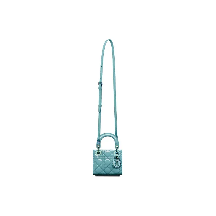 DIOR Lady Dior Patent Leather, Cow Leather Lady Dior Bag, Shoulder Bag, Crossbody Bag, Handbag Women's Sky Blue-4