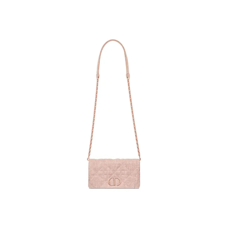 DIOR Caro Linen Fabric Handheld Shoulder Bag, Crossbody Bag Regular Women's Pink-4