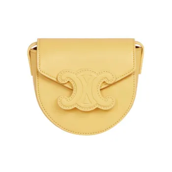 CELINE Besace Smooth Cow Leather Handbag Shoulder Bag Crossbody Bag Mini Women's Yellow