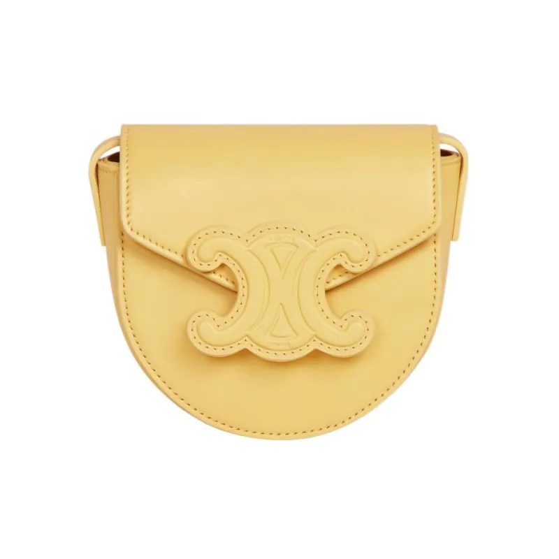 CELINE Besace Smooth Cow Leather Handbag Shoulder Bag Crossbody Bag Mini Women's Yellow-0